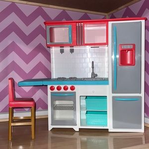 18” doll Kitchen (Fridge Sink & Stove) with Bar Stool